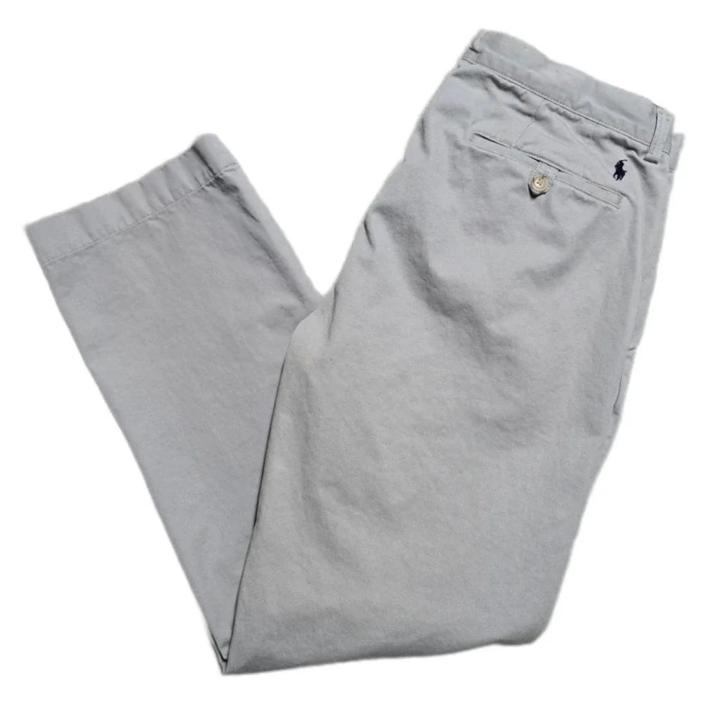 Polo Ralph Lauren Mens 35x32 Gray Classic Fit Chino Pants Cotton Twill